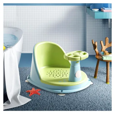 Produktbild von Baby Badesitz für die Badewanne - Rutschfester Badesitz mit Saugnäpfen - Tragbarer Badewannenstuhl für Kleinkinder und Neugeborene für Dusche oder Badewanne