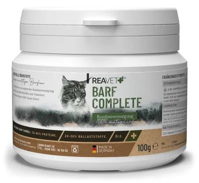 Produktbild von REAVET Barf Complete Katze für 5 Monate – Barf Rundumversorgung Katze, Barfen für Katze, Barf Zusatz Katze, Katzen Vitamine für Katzen und Katze Mineralien
