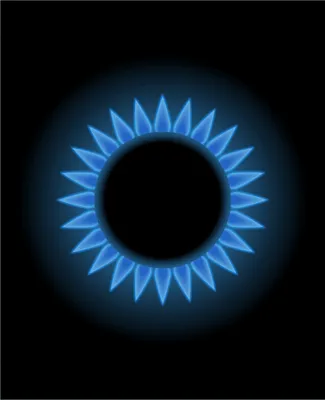 Produktbild von Wallario Sticker / Aufkleber für Kühlschrank / Geschirrspüler / Küchenschränke, selbstklebende Folie - 60 x 80 cm, Motiv: Flamme Gasherd bei Nacht