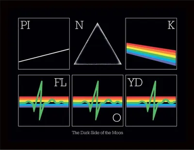 Image de Pink Floyd - Poster encadré "Dark Side 50th Prism", battement de coeur PM7527 (30 cm x 40 cm) (Noir/Arc-en-ciel/Blanc)