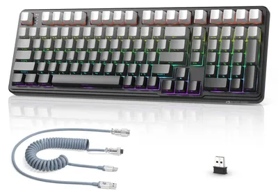 Image de Clavier de jeu mécanique sans fil - Interrupteur linéaire remplaçable à chaud - 102 touches avec éclairage RGB