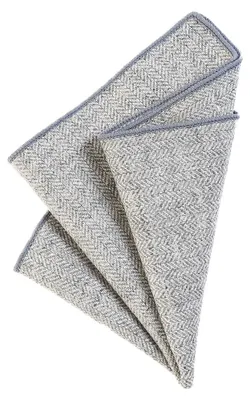 Produktbild von DonDon Herren Einstecktuch Taschentuch 23 x 23 cm Baumwolle Tweed Look hellgrau kariert