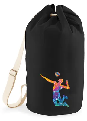 Produktbild von Huuraa Seesack Volleyballer bunte Silhouette 20 Liter Black Baumwolle Rucksack Geschenkidee