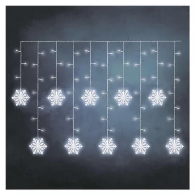 Productafbeelding van LED-kerstgordijn - SNEEKVLOEIEN, 135x50 cm, 60 LED's, voor buiten, koelwit