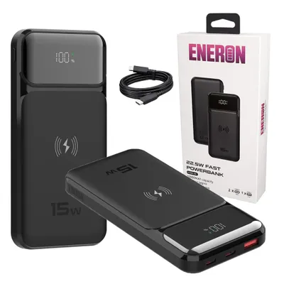 Produktbild von Eneron Powerbank Schnellladefunktion USB-C 22.5W 10000mAh Kabelloses Laden 15W