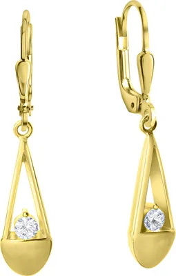 Produktbild von V Ohrhänger 375/- Gold 3,3cm gelb Zirkonia weiß 371330629-2