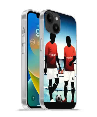 Produktbild von MuchoWow® Handyhülle Schutzhülle Hülle für Apple iPhone 14 Plus - Soft case Eine Illustration von zwei Fußballspielern in einem Stadion - Jungen - Mädchen - Kinder Silikon Softcase Handy Hülle - Abbildung