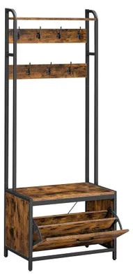 Image de Armoire avec étagère à chaussures - Meuble d'entrée - Style vintage - 40 x 65 x 170 cm
