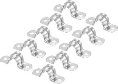 Image de Pijpclip - Clip en forme de U - Pour fixer le pijp - Orifice en deux parties - 6,5 pouces/35 mm - Argent