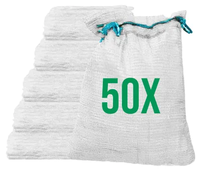 Produktbild von Bazko 50x Raschelsäcke 42x60 cm 15 kg | weiß | Netzsäcke mit Zugband