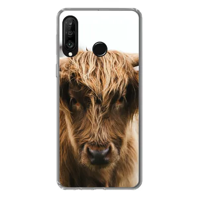 Produktbild von MuchoWow® Handyhülle Schutzhülle Hülle für Huawei P30 Lite Schottischer Highlander - Kuh - Gras - Tiere - Natur Silikon Softcase Handy Hülle - Handyhülle