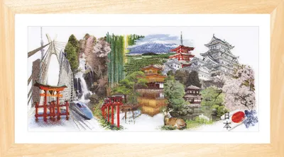 Produktbild von Thea Gouverneur Kreuzstich Stickpackung "Japan Aida", Zählmuster, 79x35cm