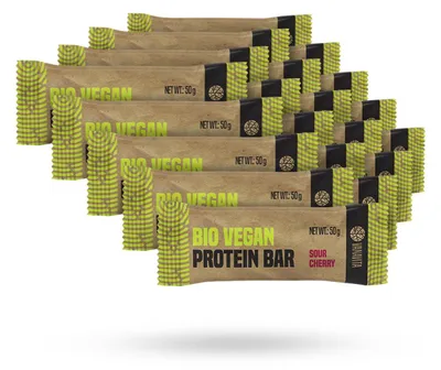 Produktbild von GymBeam - Veganer Proteinriegel - VanaVita, 20 x 50 g, Sour Cherry