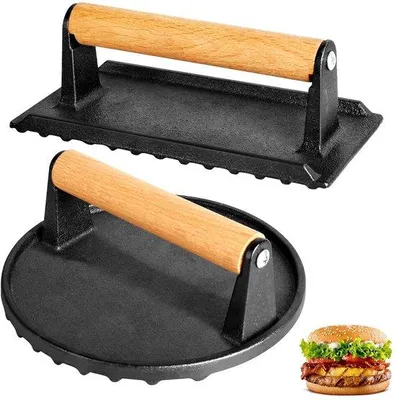 Produktbild von Famanu Burgerpresse Set - Gusseisen - 2 Stück