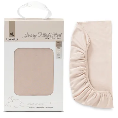 Zdjęcie produktu dla Lorelli Prześcieradło z gumką Jersey 60x120 cm, 100% bawełna, beżowe