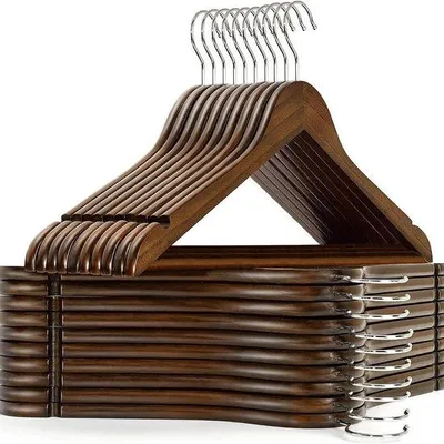 Produktbild von Famanu Kleiderbügel (Set von 20) – Antirutsch-Holzbügel – Massivholz – Trockenbügel – 44,5 x 23 x 1,2 cm