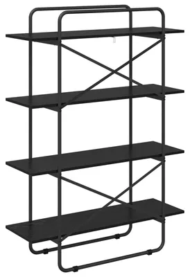 Zdjęcie produktu dla Półka na książki, 4 półki, wymiary 100 x 35 x 140 cm, materiał: płyta wiórowa, kolor: czarny, imitacja dębu