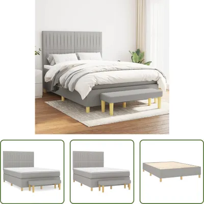 Produktbild von The Living Store Boxspringbett mit Matratze Hellgrau 140x190 cm Stoff