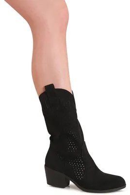 Produktbild von topschuhe24 3217 Damen Cut Out Stiefeletten Western Cowboy Stiefel, Farbe:Schwarz, Größe:37 EU