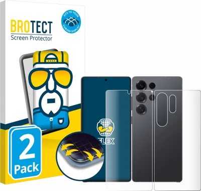 Produktbild von 2x BROTECT Fullscreen Schutzfolie für Samsung Galaxy S25 Ultra (Display+Rückseite) Displayschutz Folie Fullcover Klar Transparent