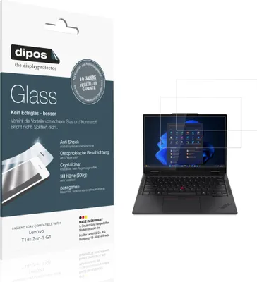Produktbild von 2x Schutzfolie für Lenovo T14s 2-in-1 G1 - Anti-Shock 9H Folie dipos Glass Kunststoffglas