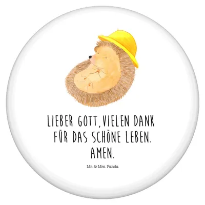 Produktbild von Mr. & Mrs. Panda Pin Igel Beten - Weiß - Geschenk, Lustige Sprüche, Dankbarkeit, Badge, Amen, Plakette, Button, Ansteck, Sonnenhut, Leben, Ansteckbutton