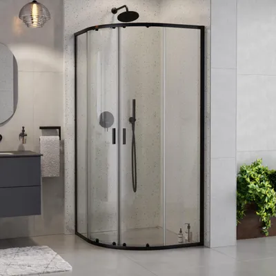 Produktbild von ECOLAM Duschkabine Zarya 80 x 80 x 190 cm Dusche Viertelkreis R55 Klarglas Echtglas Glas Glaswand Schiebetür