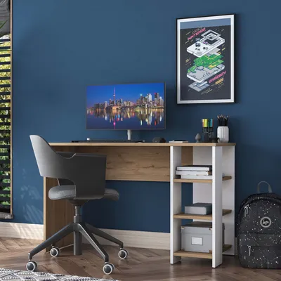 Immagine prodotto di Skye Decor, HA108 - 3425, scrivania, noce, pannello truciolare rivestito al 100% in melamina, 120 x 45 x 73,8 cm
