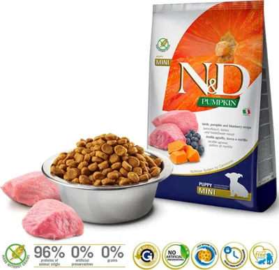 Produktbild von Farmina N&D Blueberry Huhn Lamm Lamm Kürbis Futter 7 kg