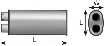 Produktbild von DINEX 50356 Universal-Mittelschalldämpfer L:1045mm Einlass-Ø90,5 Auslass-Ø71 passend für MERCEDES-BENZ LK/LN2