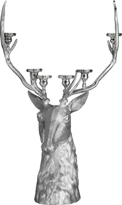 Produktbild von Gilde Kerzenleuchter, Hirsch, "Waldkönig", Aluminium, silberfarben, VE 1, L. 50 cm, B. 104 cm, H. 137 cm 27302/Versand nur auf Palette