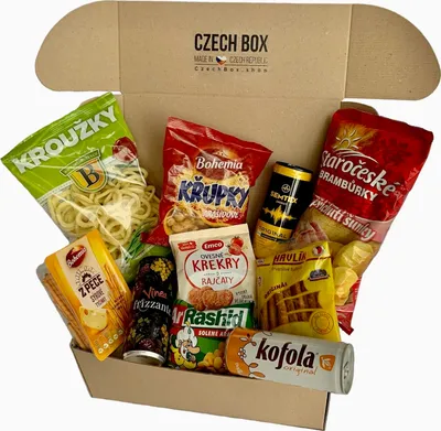 Produktbild von CzechBox Party - Leckere Partybox mit 10 sorgfältig ausgewählten tschechischen salzigen Snacks, Energie und Erfrischungsgetränken für alle Ihre Partys