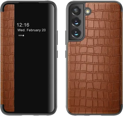 Produktbild von König Design Hülle kompatibel mit Samsung Galaxy S22 5G Kunstleder Handyhülle - Handy Case Braun