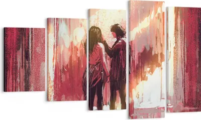 Produktbild von Bild auf Leinwand - Leinwandbild - Paar künstlerisch illustration liebhaber - 100x60cm - Wand Bild - Wanddeko - Leinwanddruck - Bilder - Kunstdruck - Leinwand bilder - Wandkunst - EG100x60-3198