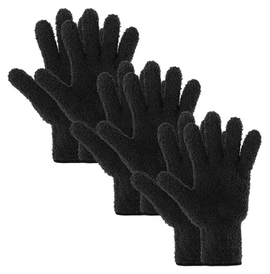 Mikrofaser-Staubhandschuhe 3 Paar, schwarz, waschbar, wiederverwendbar