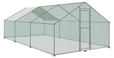 Image de Volière - Enclos pour volailles - Enclos extérieur - Volière extérieure - Enclos pour animaux - Dimensions : 3 x 6 x 2 mètres - Structure en acier galvanisé