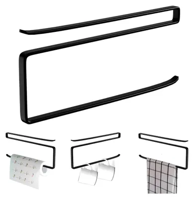 Produktbild von Küchenrollenhalter ohne Bohren, zur Befestigung, für Schrank, Papierrollenhalter, Serviettenspender, Aufbewahrung für Küche und Badezimmer (Schwarz)