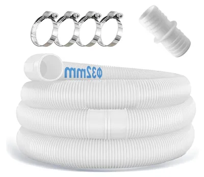 Produktbild von 2 Stück Poolschlauch 32 mm für Poolpumpen mit 4 Sicherungsclips und 1 Schlauchverbinder, 150 cm Schwimmbadschlauch 32 mm, geeignet für Filterpumpen und Schwimmbäder