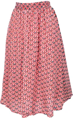 Produktbild von Luftiger Knielanger Rock, Boho Sommerrock - Rot, Damen, Viskose, Größe: L