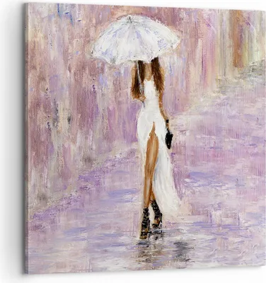 Produktbild von Bild auf Leinwand - Leinwandbild - Frau Regenschirm - 60x60cm - Wand Bild - Wanddeko - Wandbilder - Leinwanddruck - Bilder - Kunstdruck - Wanddekoration - Leinwand bilder - Wandkunst - AC60x60-3822