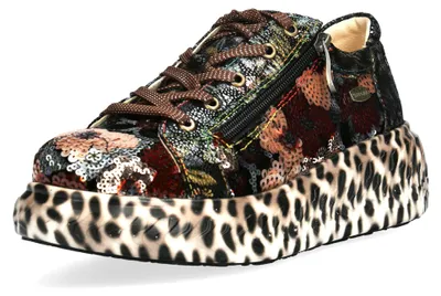 Produktbild von Laura Vita Damen Sneaker Plateausohle Leo-Muster Floral SODAO 02, Größe:39 EU, Farbe:Grau
