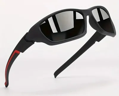 Produktbild von GKA Fahrradbrille Fahrrad Sonnenbrille Sportbrille Radbrille Brille schwarz mit roten Detail am Bügel Damen und Herren