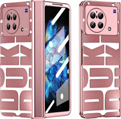Produktbild von Hülle für Vivo X Fold Hülle mit Displayschutz und Scharnierschutz, Galvanisierter Klar Schutzhülle Roségold