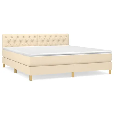 Produktbild von vidaXL Boxspringbett mit Matratze Creme 160x200 cm Stoff