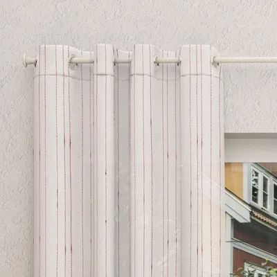 Gardine mit Ösen für Erker, 280x250 cm, Rot, Polyester