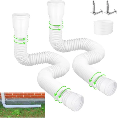 Imagen del producto de Tubos de recogida de agua de lluvia y canalones AIORBER, extensiones para bajantes. Se pueden utilizar en jardines, exteriores y desagües. Color: blanco