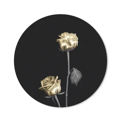 Produktbild von MuchoWow® Mauspad Mousepad Rosen - Blumen - Schwarz - Weiß - Gold 20x20 cm - Mousepads - Maus Mat - Pad - Mausunterlage - Schreibtischmatte