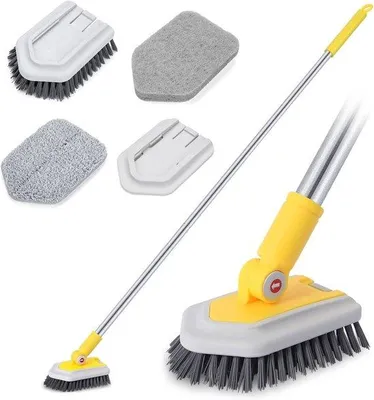 Immagine prodotto di Spazzola per la pulizia della doccia - Detergente per il bagno 3 in 1 - Manico estensibile