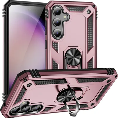 Produktbild von Schutzhülle für Samsung Galaxy S23 FE Dual Layer Robust Militäre Fallschutz Hülle mit Ringhalterung Ständer Roségold