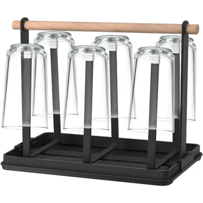 Produktbild von Flaschenhalter für SodaStream, Flaschenabtropfer, Metallflaschenhalter für 6 Flaschen, Becherhalter mit Abtropfschale und Flaschen- und Bechertrockner